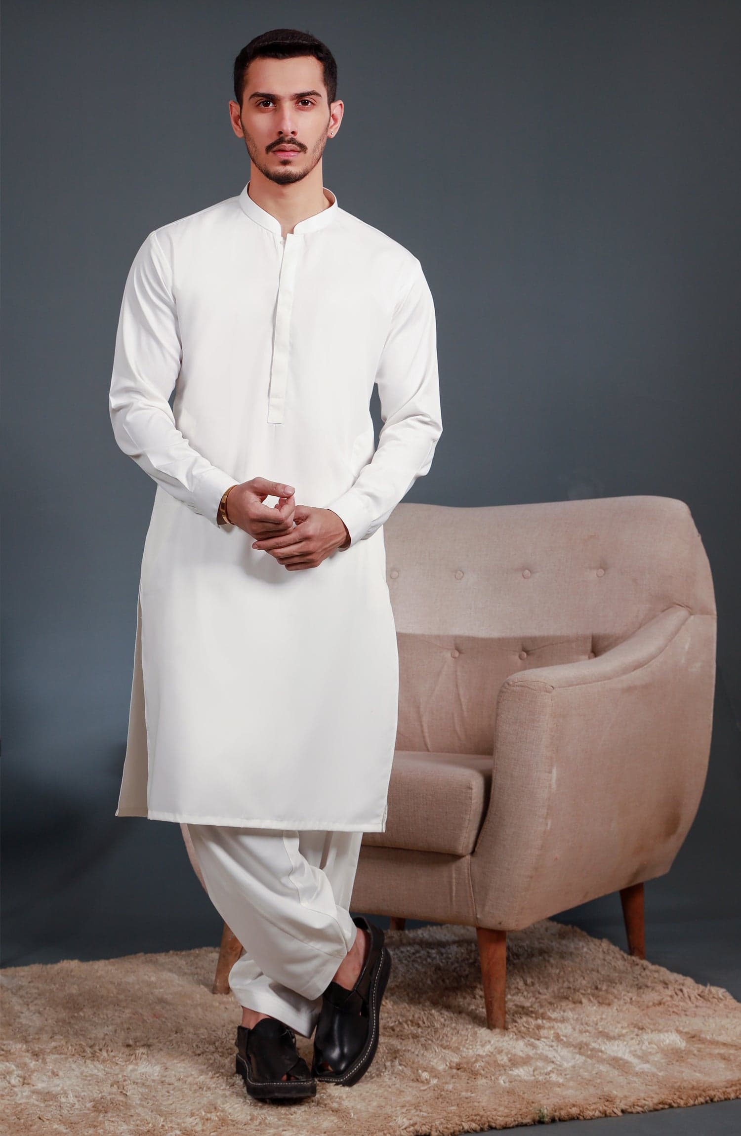 White Liquid Ammonia Cotton Finish Luxury Shalwar Kameez