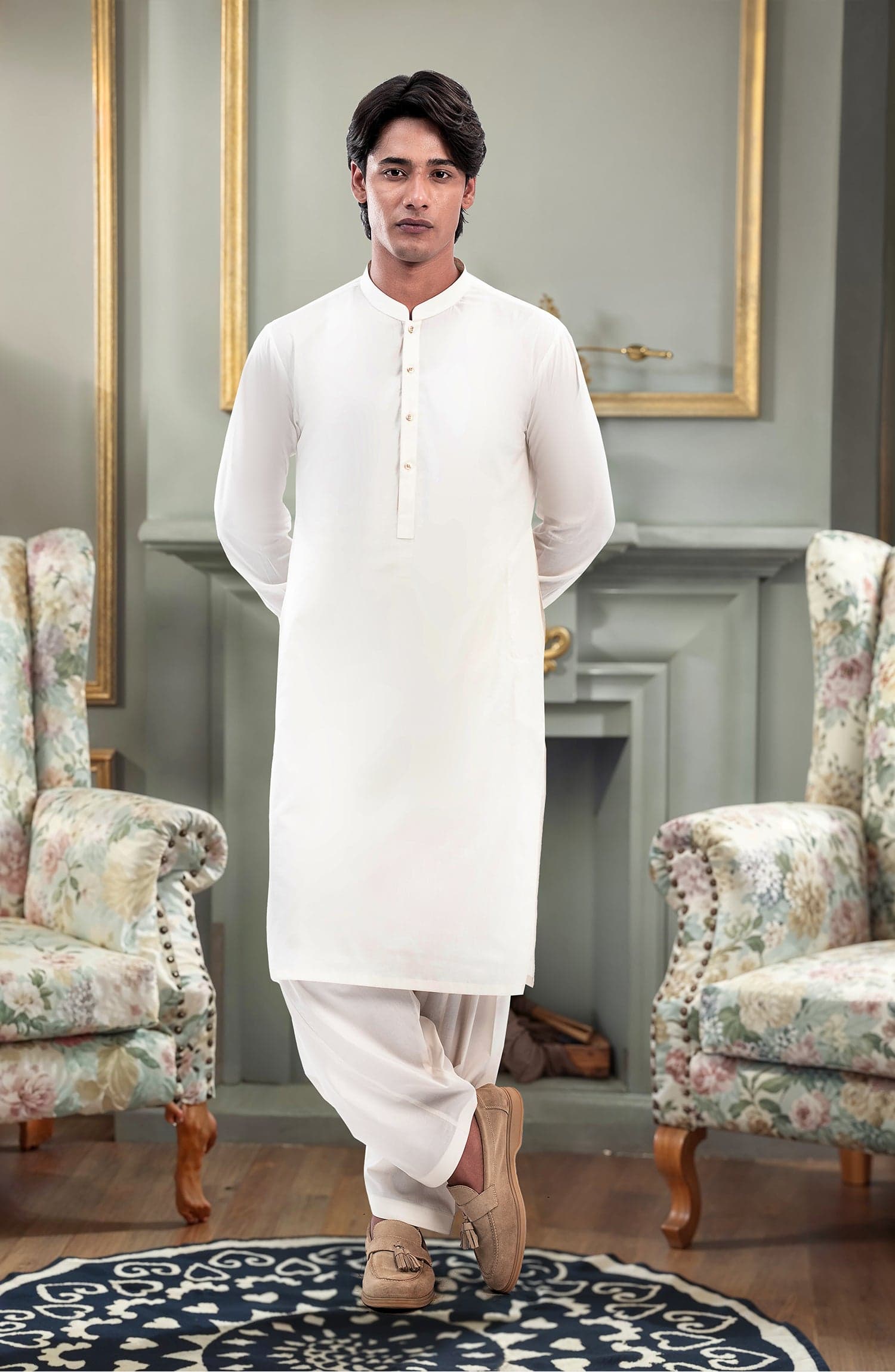 Off White Liquid Ammonia Cotton Finish Luxury Shalwar Kameez